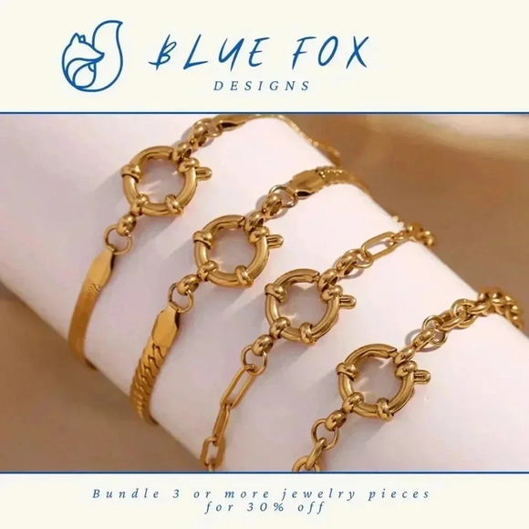 *NEW* 18K  Gold Plated Stainless Steel Nautical Inspired “O” Link Style Bracelet - Picture 1 of 7